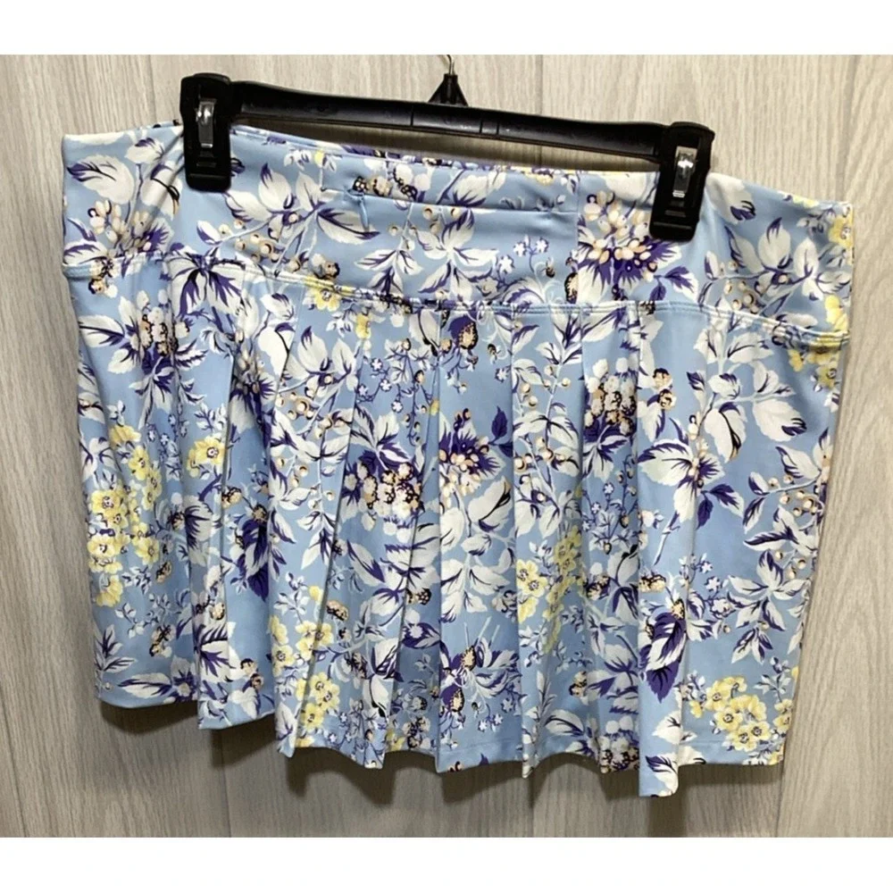 LAURA ASHLEY Women's (Size XL) Floral Pull‎ On Skort Polyester Stretch